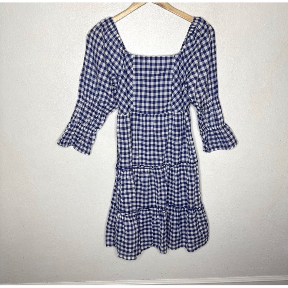 Mikarose Blue Gingham Plaid Dress Women's XS The‎ Dallas Western Summer Preppy